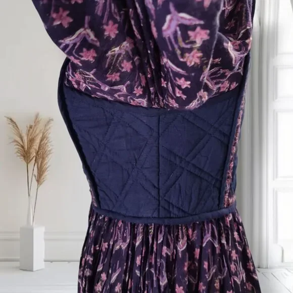 Vintage 70s Phool Indian Cotton Gauze Block Print Peasant Dress Size 4 Boho - Picture 7 of 16